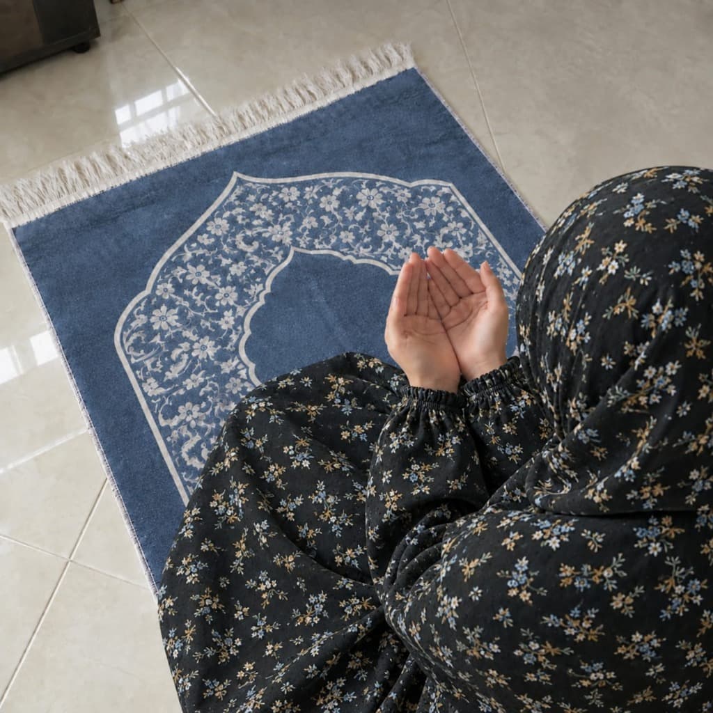 Al-Fatima Premium Breathable Lawn Namaz Chadar - Charcoal Night Garden