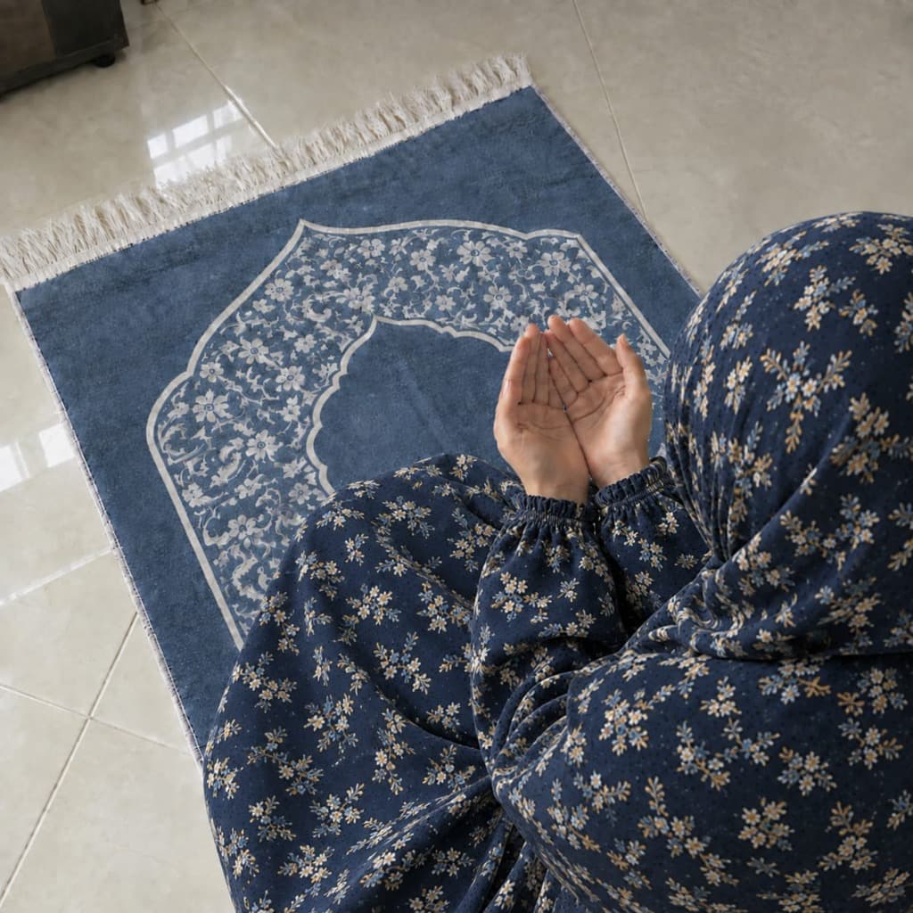 Al-Fatima Signature Soft Lawn Namaz Chadar - Midnight Azure Flora
