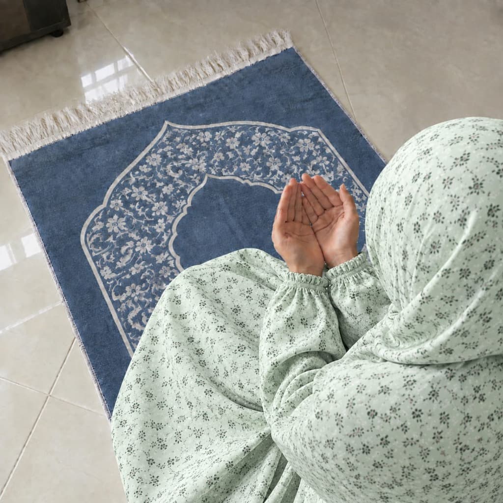 Al-Fatima Premium Breathable Lawn Namaz Chadar - Pastel Mint Blossom